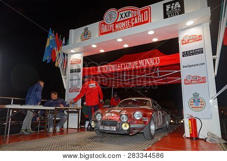Monaco, France, February 6, 2019 : Arrival On Monaco Harbor. Rallye Historique Is Reserved To Those