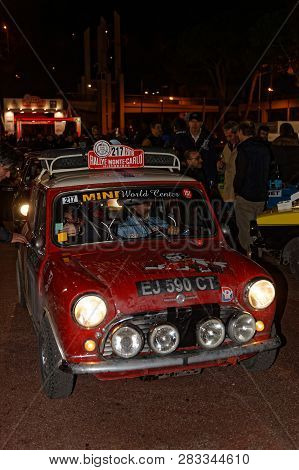 Monaco, France, February 6, 2019 : Arrival On Monaco Harbor. Rallye Historique Is Reserved To Those