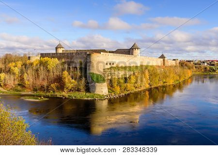 The Ancient Russian Fortress In Ivangorod, Russia