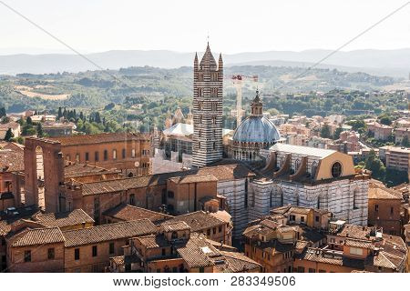 View Of The Old Town Of Siena With The Duomo, Italy