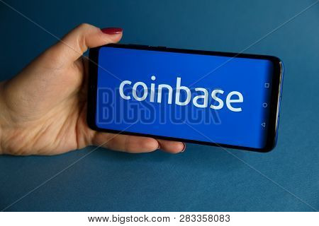 Tula, Russia - January 29, 2019: Coinbase - Buy Bitcoin And More, Secure Wallet Mobile App On The Di