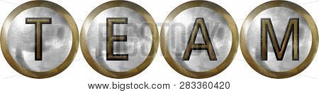 Team, Concept With Useful Headings In Metal Design