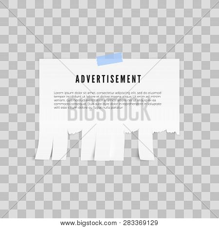 Tear-off Paper Template. Advertisement Template With Copy Space For Text. Vector Illustration Isolat