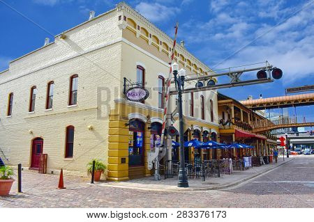 Orlando, Florida . December 24, 2018. Old Humburger Bar At Church Street Station In Orlando Downtown