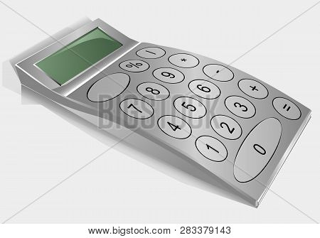 Calculator On Grey. Nonexistent Calculator Isolated On A Gray Background