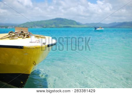 Boat Next To Ile Aux Aigrettes On Mauritius