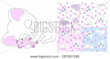Kittens White Cats Kitten Patterns Set Vector