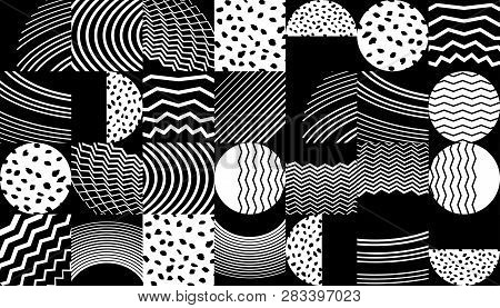 Vector Modern Simple Shapes Template Cover Design. Wthite And Black Illustration