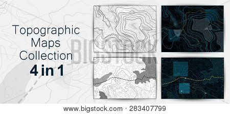 Topographic Map, Contour Background Collection. Map Grid Abstract Vector Illustration. The Concept O
