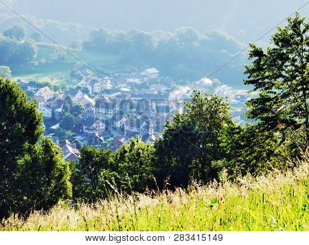Oberschan Settlement In The River Rhine Valley (rheintal) - Canton Of St. Gallen, Switzerland