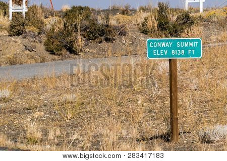 Sign For Conway Summit Along Us Highway 395 In Mono County California In The Fall