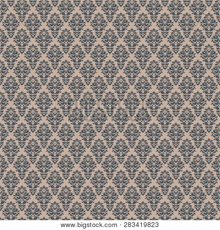 Vintage Luxery Royal Seamless Damask Pattern. Template Greeting Card, Invitation, Wallpaper And Adve