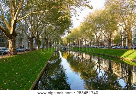 DUSSELDORF, GERMANY - CIRCA SEPTEMBER, 2018: Konigsallee in Dusseldorf.