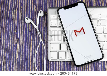 Sankt-petersburg, Russia, February 10, 2019: Google Gmail Application Icon On Apple Iphone X Smartph