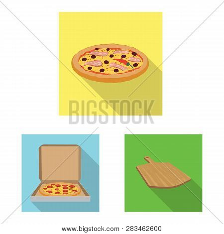 Vector Design Of Pizza And Food Symbol. Set Of Pizza And Italy Vector Icon For Stock.