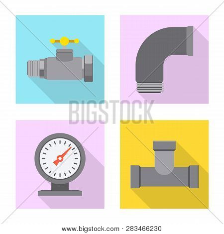 Vector Illustration Of Pipe And Tube Logo. Collection Of Pipe And Pipeline Stock Symbol For Web.