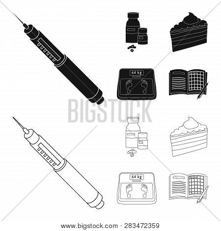 Vector Design Of Diet And Treatment  Logo. Set Of Diet And Medicine Stock Vector Illustration.
