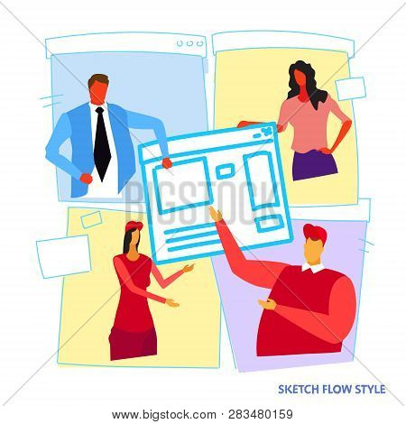 Businesspeople Developers Building Computer Application And Working Together Creative User Interface