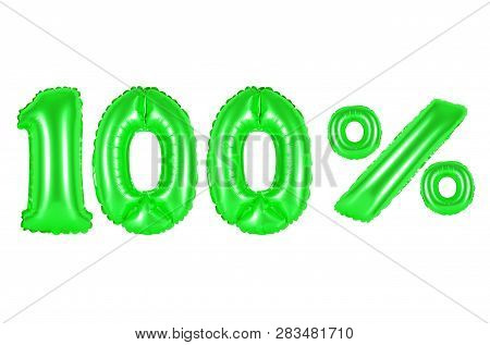 100 (one Hundred) Percent, Green Number And Letter Balloon