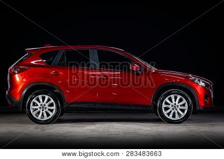 Novosibirsk, Russia - February 08, 2019:  Mazda Cx-5, Side View. Photography Of A Modern Car  On A P