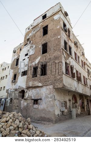 Old City In Jeddah, Saudi Arabia Known As Historical Jeddah. Ancient Building In Unesco World Herita