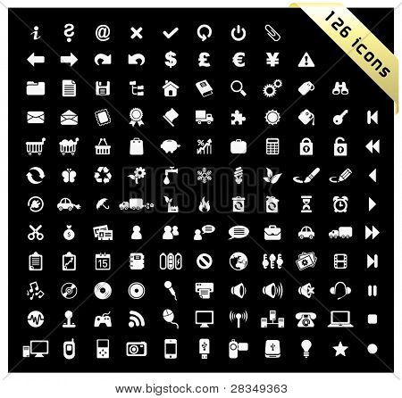 weiße Reihe von 126 icons