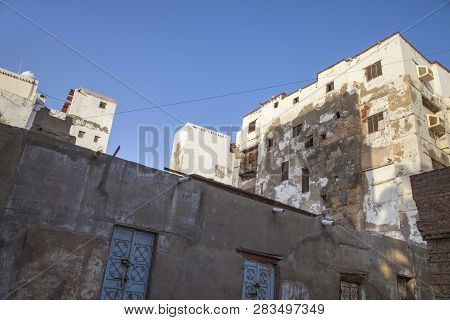 Old City In Jeddah, Saudi Arabia Known As Historical Jeddah. Ancient Building In Unesco World Herita