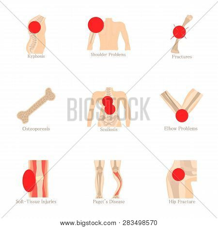 Orthopedic Icons Set. Cartoon Set Of 9 Orthopedic Icons For Web Isolated On White Background