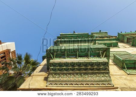 Old City In Jeddah, Saudi Arabia Known As Historical Jeddah. Ancient Building In Unesco World Herita