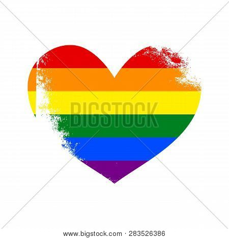 Lesbian, Gay, Bisexual, Transgender Lgbt Pride Heart. Rainbow Flag. Grunge Heart. Gay And Lesbian Lo