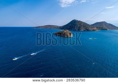 Top View Of Island Koronisi Near Tolo Of Argolida In Peloponnese, Greece