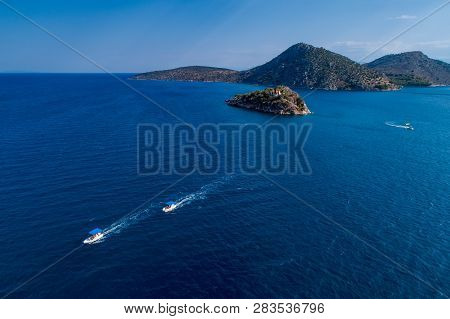 Top View Of Island Koronisi Near Tolo Of Argolida In Peloponnese, Greece