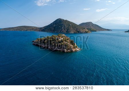 Top View Of Island Koronisi Near Tolo Of Argolida In Peloponnese, Greece