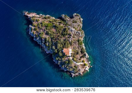 Top View Of Island Koronisi Near Tolo Of Argolida In Peloponnese, Greece