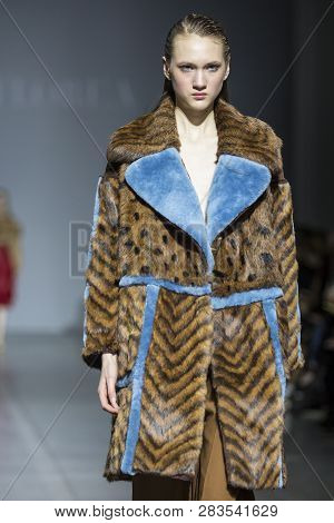 Kyiv, Ukraine - February 5, 2019: Malva Florea Collection Show During Ukrainian Fashion Week 19-20 A