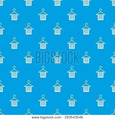 Scarf On A Coat Hanger Pattern Repeat Seamless In Blue Color For Any Design. Geometric Illustration