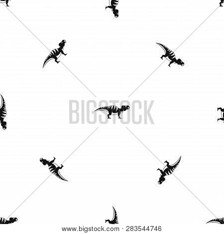 Hadrosaurid Dinosaur Pattern Repeat Seamless In Black Color For Any Design. Geometric Illustration