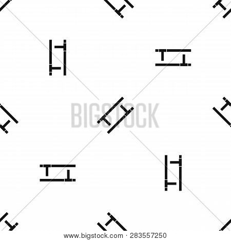 Tonfa Pattern Repeat Seamless In Black Color For Any Design. Geometric Illustration