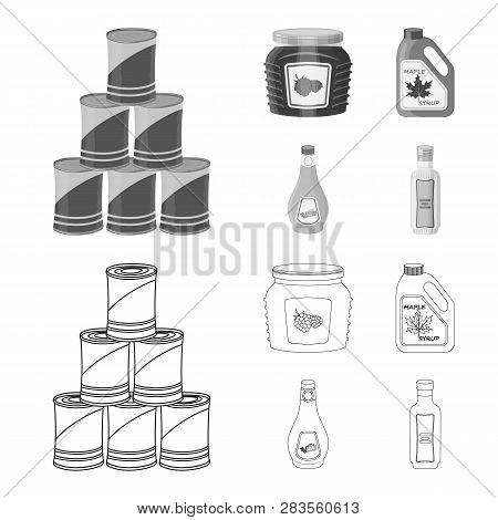 Vector Design Of Can And Food Sign. Set Of Can And Package Vector Icon For Stock.