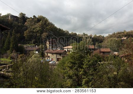 Rupit City On The Territory Of The Garrocha Volcanic Natural Park, Catalonia, Spain
