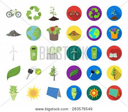 Bio And Ecology Cartoon, Flat Icons In Set Collection For Design. An Ecologically Pure Product Vecto