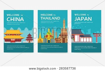 Country Of Usa, England, China, Frnace, Russia, Thailand, Japan, Italy Cards Set. Travel Of The Worl