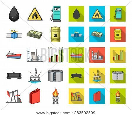 Oil Industry Cartoon, Flat Icons In Set Collection For Design. Equipment And Oil Production Vector S