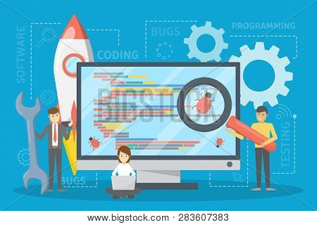 Testing Software Concept. Application Code Test Process