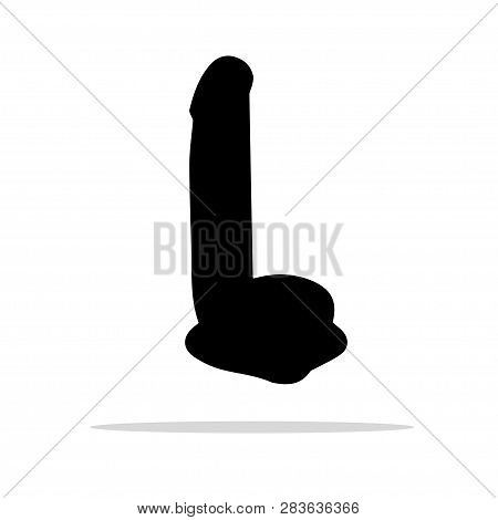 Vector Black Dildo Isolated On White Background, Black Dildo, Vector Illustration Dildo