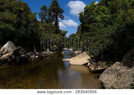 Pororari River Track, Landscape On The Pororari River Track, New Zealand, South Island, Wild New Zea