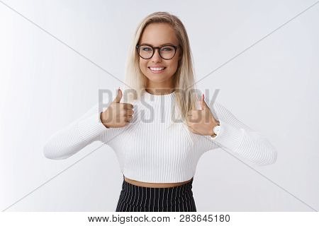 Impressive Work You Doing Great, Keep Up. Portrait Of Cheerful And Friendly Pleased Elegant Friendly