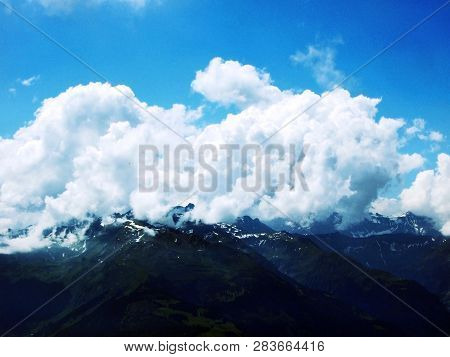 The Beautiful Clouds Over The Alps And The River Rhine Valley (rheintal) - Canton Of St. Gallen, Swi