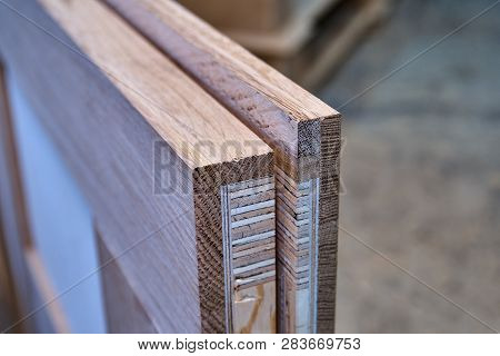 Wood Door Manufacturing Process. Door Leaf. Furniture Manufacture.
