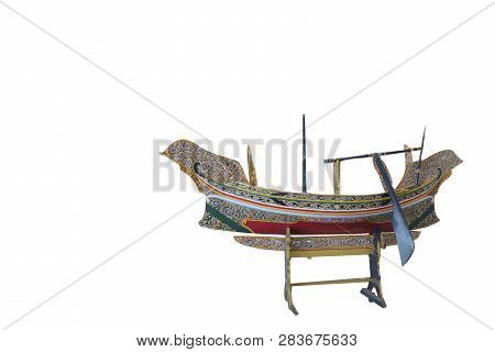 Small Wooden Ko Lek Fishing Boat On White Background